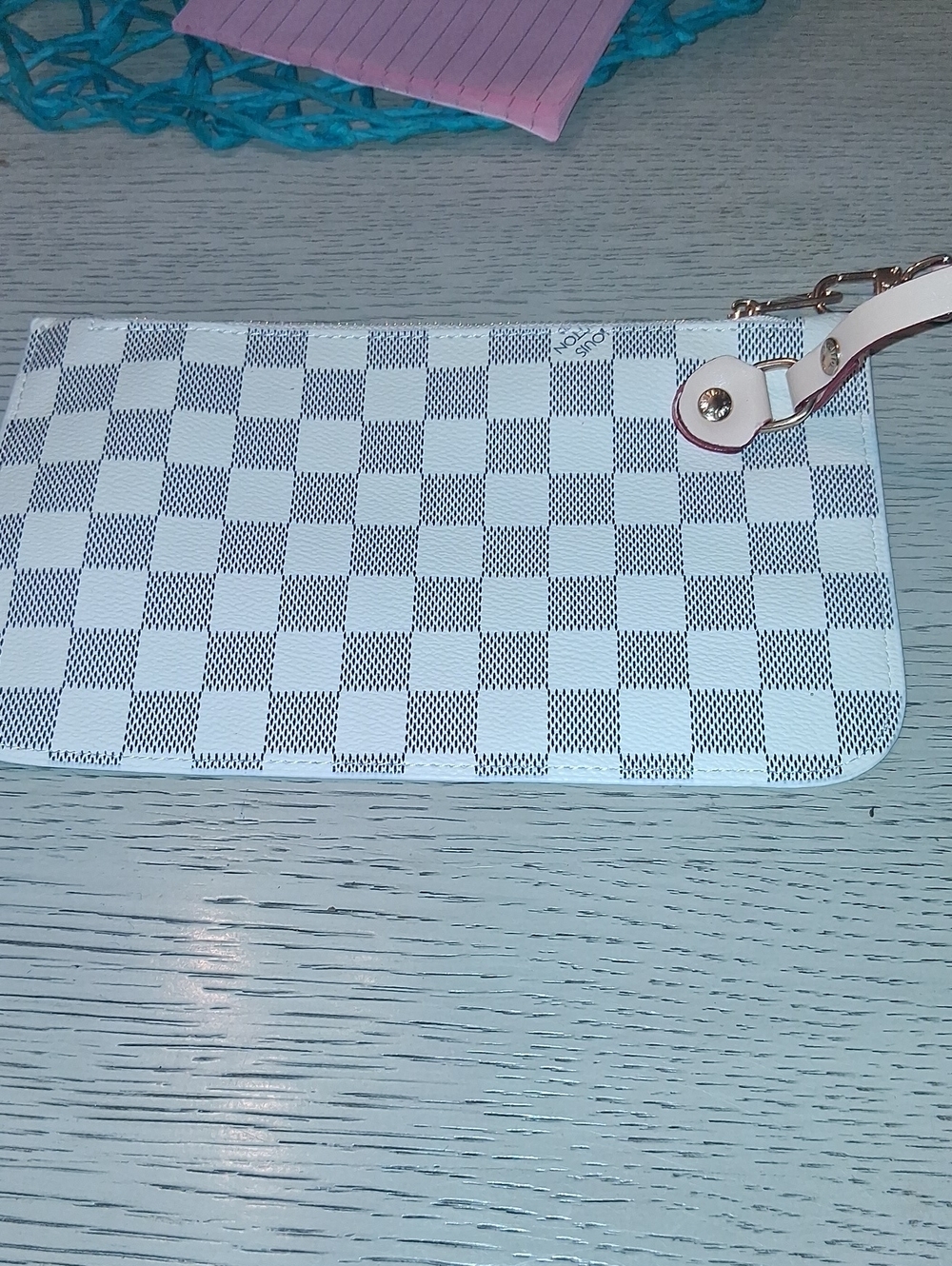 Source Unknown Check Wristlet Clutch